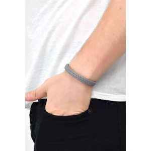 Erkek Gri Deri Bileklik