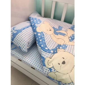 Bebek Özel Bebek/çocuk 100X150 Yastık Çarşaf Yorgan Seti Ayıcıklı Puantiyeli