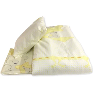 Bebek Özel Bebek/çocuk 100X150 Yastık Çarşaf Yorgan Seti Ayıcıklı Sarı Puantiyeli