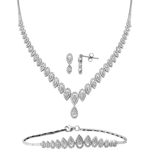 Damlalar Beyaz Altın Taşlı Takı Seti