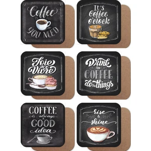 Hayat Poster Vintage Tarzda Kahveli 6lı Ahşap Bardak Altlığı Seti