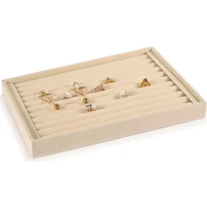 Aydın Dekor Yerli Süet Krem Sosisli Yüzük Stand Kutu (Aydındecor)