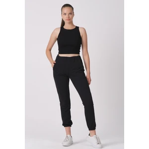 As Collection Siyah Pamuklu Beli Lastikli Kadın Eşofman Altı