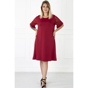 Kimono Kol Bordo Büyük Beden Elbise 31B-1181