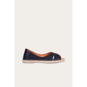 Bueno Shoes Bueno Siyah Deri Kadın Espadril Babet