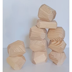 Kırtkırt Ahşap Tumi Ishi Ahşap Bloklar 10'lu Ham Boyasız Set (Waldorf) Denge Oyunu Kırtkırt Ahşap
