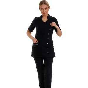 Fbc Tekstil Işık Doktor Önlüğü Eczacı Önlüğü Hemşire Önlüğü Estetisyen Önlüğü Lacivert Kısa Kollu Kadın Önlük