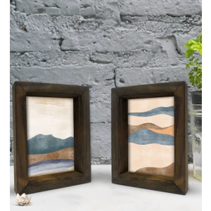 Bk Gift Dekoratif 2'li Doğal Masif Ahşap Çerçeve 15X20CM-37