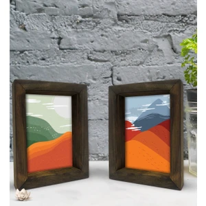 Bk Gift Dekoratif 2'li Doğal Masif Ahşap Çerçeve 15X20CM-21