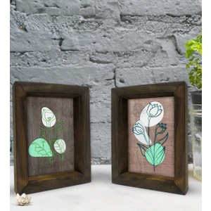 Bk Gift Dekoratif 2'li Doğal Masif Ahşap Çerçeve 15X20CM-79
