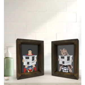 Bk Gift Banyo Dekoratif 2'li Doğal Masif Ahşap Çerçeve 15X20CM-25