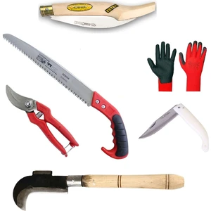 Akgün Bahçe Alet Seti Bağ Budama Makası Testere Ağaç Dal Kesme Ot Testeresi Eldiven Çakı Seti  6 Lı Set