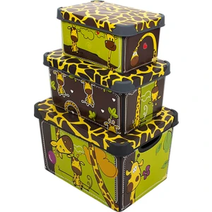 Style Box Giraffe - Set - 3 Parça Dekoratif Saklama Kutusu