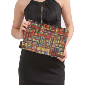 Ju Yaratıcı Tasarım Portföy & Clutch Çanta Suni Deri Desenli