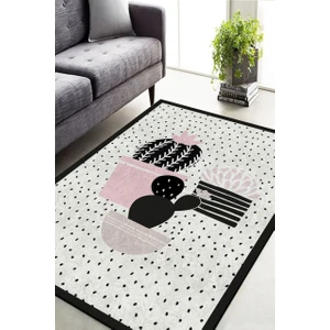 Cappio Halı Cappio Beyaz Kaktüs Desenli Halı (Makine'de Yıkanabilir)