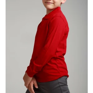 Nacar Çarşı Polo Yaka Uzun Kol Kırmızı T-Shirt