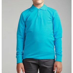 Nacar Çarşı Cocuk Polo Yaka Uzun Kol Turkuaz T-Shirt