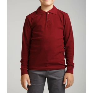 Nacar Çarşı Cocuk Polo Yaka Uzun Kol Bordo T-Shirt