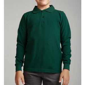 Nacar Çarşı Cocuk Polo Yaka Uzun Kol Koyu Yeşil T-Shirt