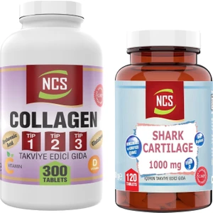 300 Tablet Hidrolize Collagen () Type (Tip) 1-2-3  & Shark Cartilage Demir Vitamin D3 1000 Mg 120 Tablet
