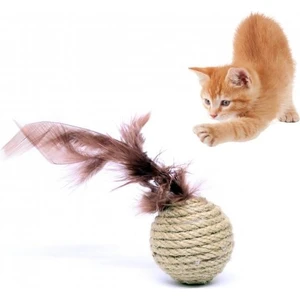 Tüylü Hasır Top Kedi Oyuncağı 5 cm