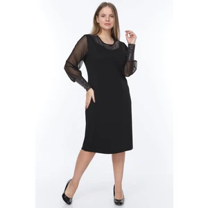 Yaka Kol Parlak Büyük Beden Elbise 14E-0934