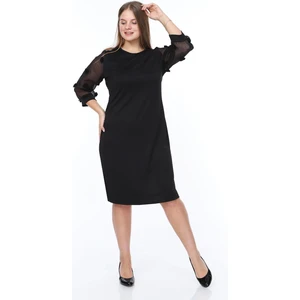Ponpon Kol Büyük Beden Elbise 20A-0845