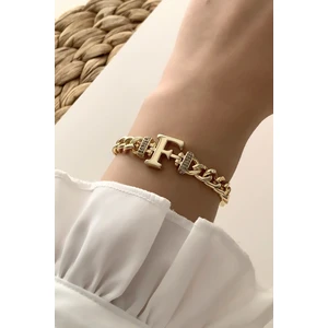 ÇLK Accessories Gold F Harf Bileklik TRBILEK7576 B34003