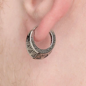 Vintage Antika Tasarım Geçirmeli 316L Motorcu Halka Çelik Küpe (Çift)