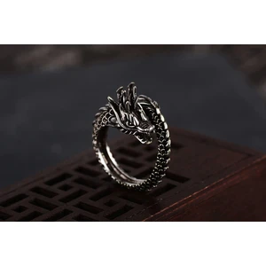 Gotik Vintage Siyah Ejder Ayarlanabilir Çelik Yüzük