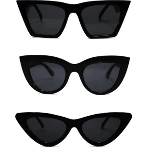 3'lü Cat Eye Dörtgen Güneş Gözlüğü (Siyah) - Cat Eye Oval Güneş Gözlüğü (Siyah) - Cat Eye Retro Güneş Gözlüğü (Siyah)