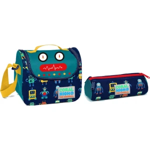 Coral High Lacivert Robot Erkek Çocuk Beslenme ve Kalemlik Seti