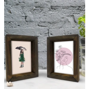 Bk Gift Dekoratif 2'li Doğal Masif Ahşap Çerçeve 15X20CM-44
