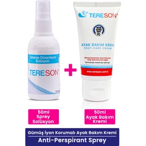 Terleme Önleyici Sprey 50 ml + Koku Karşıtı Ayak Bakım Kremi Gümüş Iyonlu 50 ml