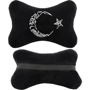 1Araba 1Ev Opel Corsa Oto Uyumlu Koltuk Boyun Yastığı Bayrak Baskılı Siyah 2 Adet Yastık