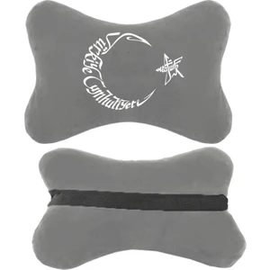 1Araba 1Ev Skoda Suberb Oto Uyumlu Koltuk Boyun Yastığı Bayrak Baskılı Gri 2 Adet Yastık