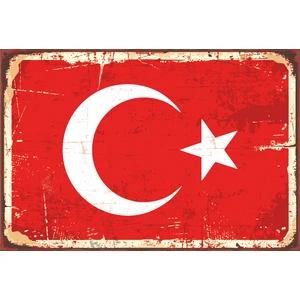 Hayat Poster Türk Bayrağı Retro Vintage Tarz Ay Yıldız Ahşap Tablo Poster