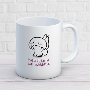 Art Hediye Kanatlarım Var Ruhumda Iki Tarafı Baskılı Kupa Bardak