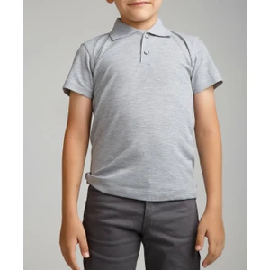 Nacar Çarşı Cocuk Polo Yaka Kısa Kol Gri Okul T-Shirt