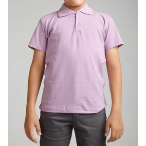 Nacar Çarşı Cocuk Polo Yaka Kısa Kol Lila Okul T-Shirt