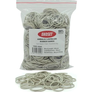 Beyaz Paket Ambalaj Toka Para Lastiği 1000 Adet 40 mm