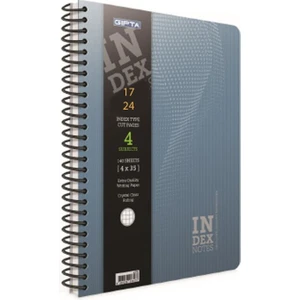 Index Notes 17 x 24 Spiralli - Ayraçlı Defter Sert Kapak 140 Yaprak Çizgili