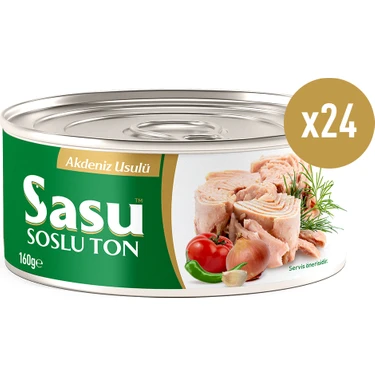 Sasu Akdeniz Usulü Ton Balığı 24X160G Bütün