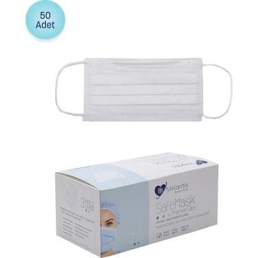 Morven Melantis Medikal Telli 3 Katlı Cerrahi Maske 50 Adet* 1 Kutu Beyaz