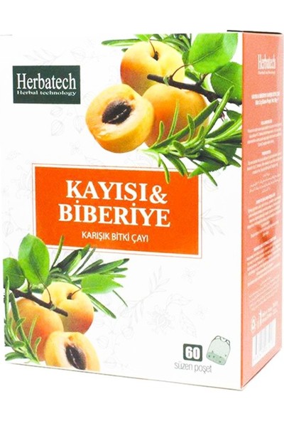 Herbatech Kayısı ve Biberiye Karışık Bitki Çayı 60 Süzen Poşet