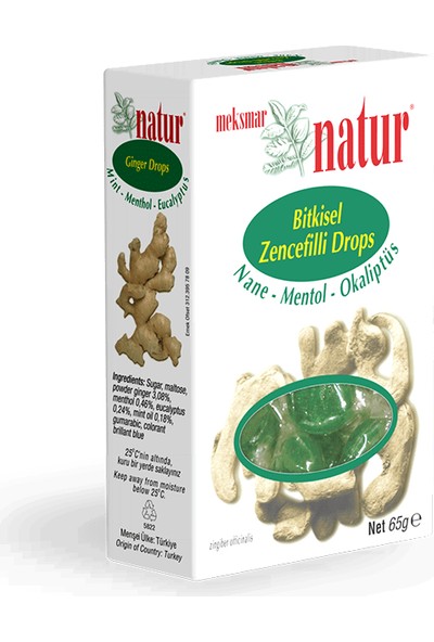Natur Zencefilli Şeker Nane Mentol - Okaliptüs 65 Gr/paket