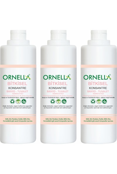 Ornella Bitkisel Banyo-Tuvalet Temizleyici 750 gr x 3'lü