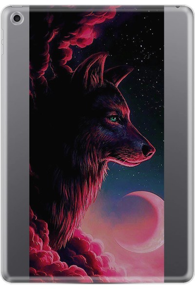 Kılıfland Apple iPad Air 8. Nesil Kılıf 10.2" Desenli Tablet Kılıf Silikon Wolf And Moon 1380