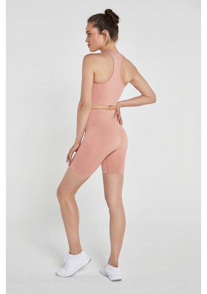Gela Çift Katlı Kompress Sport Bra Pastel Pembe
