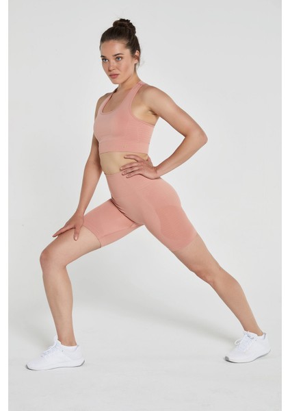 Gela Çift Katlı Kompress Sport Bra Pastel Pembe
